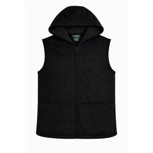 Lauren Ralph Lauren Hooded Sherpa Lined Vest Black Faux Suede Gold Zip Women L